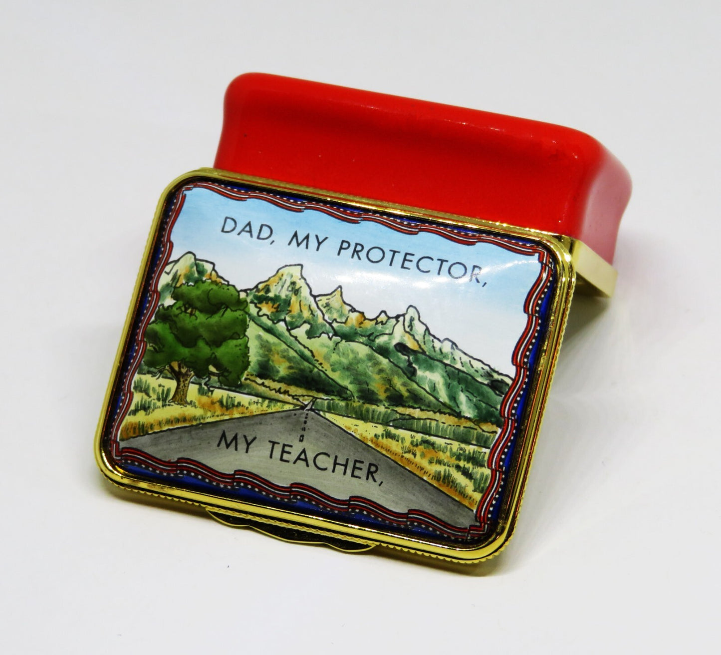 HALCYON DAYS ENGLISH ENAMEL BOX - "DAD, MY PROTECTOR, MY TEACHER" - FATHER'S DAY