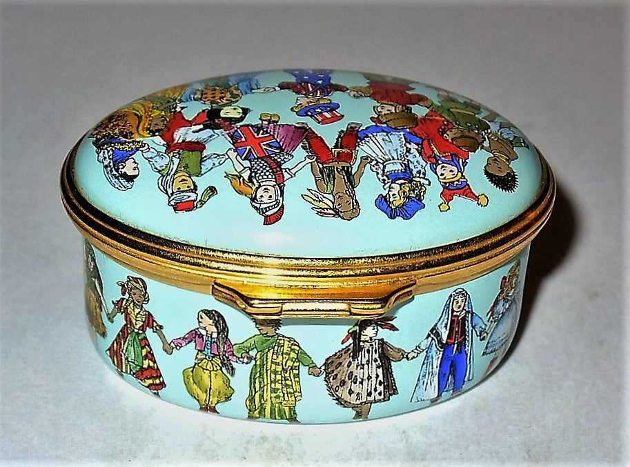 HALCYON DAYS ENAMEL BOX - CHILDREN OF THE WORLD - NEW MILLENNIUM - 2000 - #4084