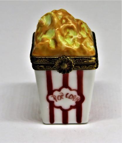 LIMOGES FRANCE BOX~ BOX OF POPCORN ~ KERNEL INSIDE ~ MOVIES ~ FILMS ~ PEINT MAIN