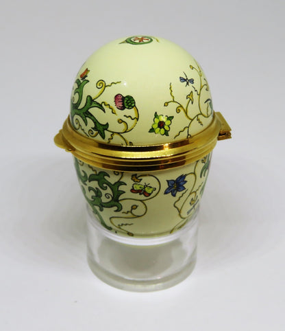 STAFFORDSHIRE ENGLISH ENAMEL BOX - VINTAGE EGG - MICE - BUTTERFLY - DRAGONFLY