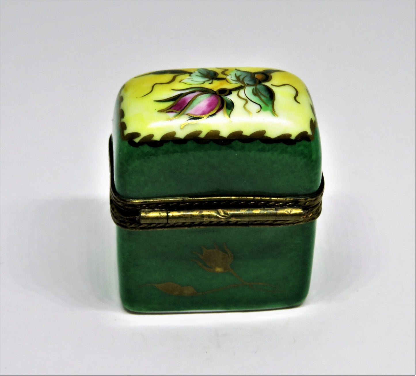 LIMOGES FRANCE BOX -CHAMART- FLORAL CHEST & 2 PERFUME BOTTLES -FLOWERS- ROSEBUDS