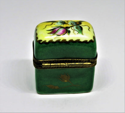 LIMOGES FRANCE BOX -CHAMART- FLORAL CHEST & 2 PERFUME BOTTLES -FLOWERS- ROSEBUDS