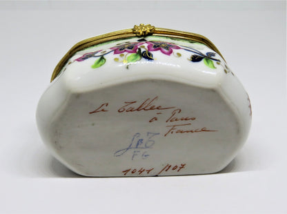 LIMOGES BOX- LE TALLEC -VINTAGE CASKET- BAYEUX - BIRD & FLOWERS & BUTTERFLY 1967