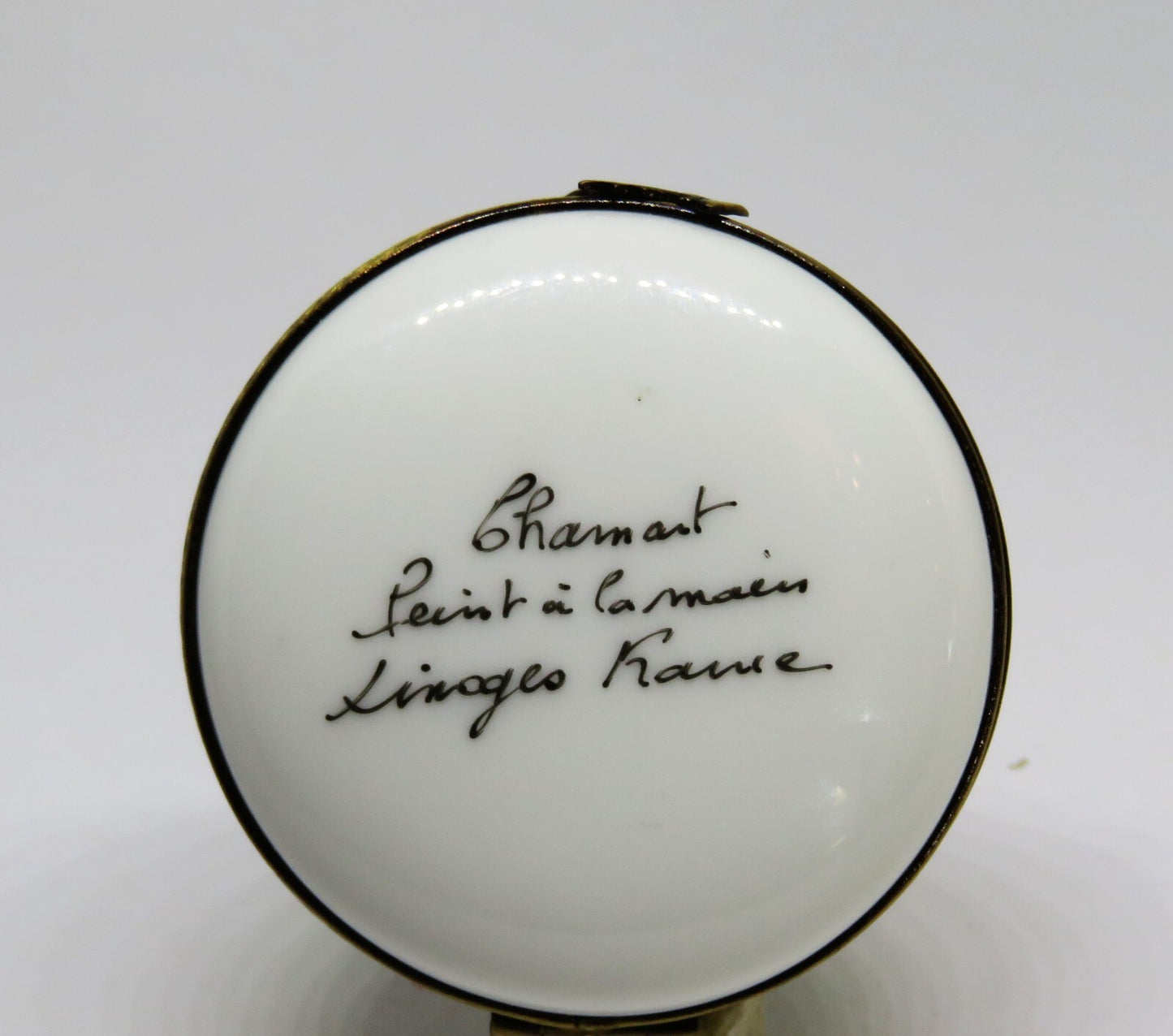 LIMOGES FRANCE BOX - CHAMART - WHITE BUNNY & RED BOW & HOLLY - FIRST CHRISTMAS