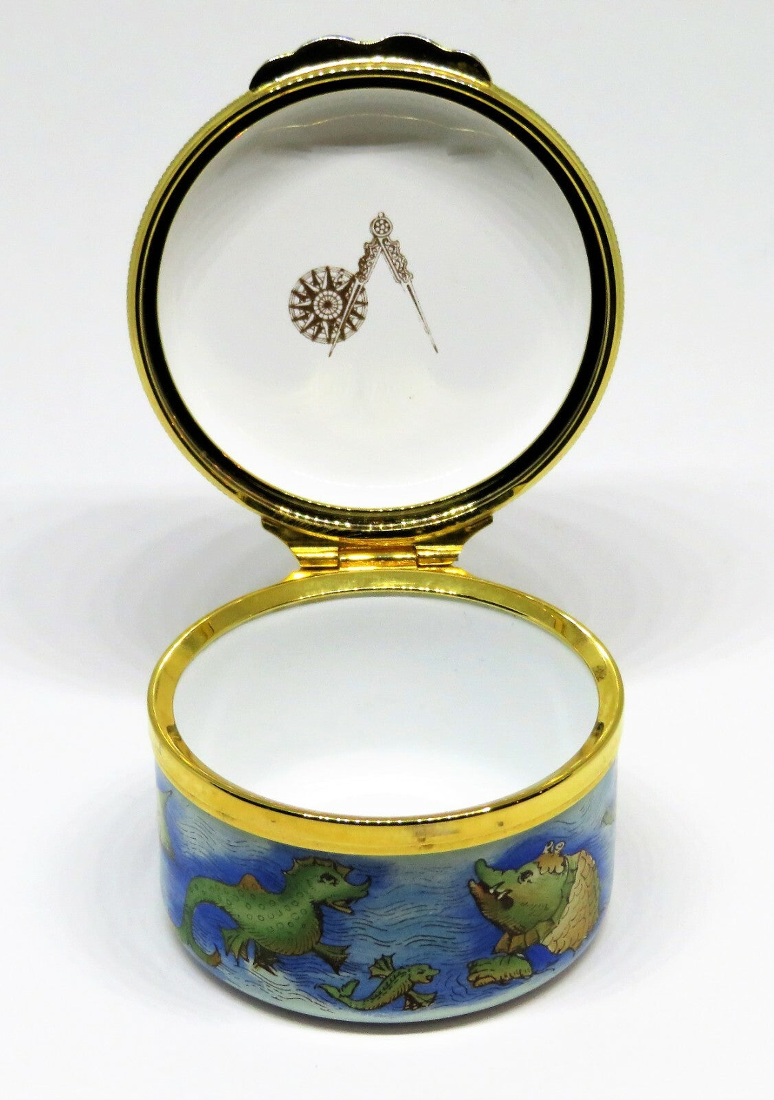 HALCYON DAYS ENAMEL BOX -TIFFANY & CO.- MAP & CHRISTOPHER COLUMBUS SAILING SHIPS