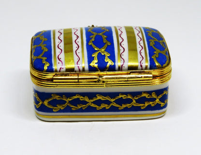 LIMOGES FRANCE BOX - LE TALLEC - BLUE & GOLD RECTANGLE - GRIGNAN BLEUE - 1948
