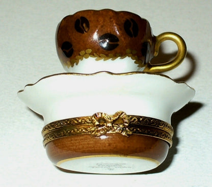 LIMOGES FRANCE BOX ~ COFFEE CUP & SAUCER ~ CAFE ~ BEANS ~ COFFEE POT INSIDE