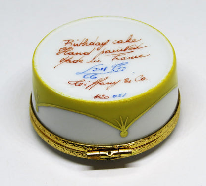 LIMOGES BOX - TIFFANY & CO. - LE TALLEC - BIRTHDAY CAKE & CANDLE - SWAGS & ROSES