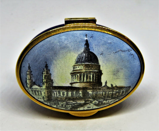 STAFFORDSHIRE ENGLISH ENAMELS BOX - ST. PAUL'S CATHEDRAL - LONDON ENGLAND