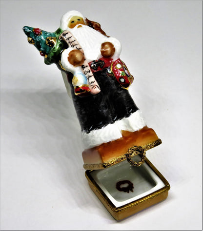 LIMOGES FRANCE BOX - CHRISTMAS - SANTA CLAUS - LYNN HANEY - "REINDEER CROSSING"