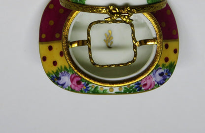 LIMOGES FRANCE BOX - PARIS PARFUMERIE HAT & PERFUME BOTTLE - FLOWERS - ROSES