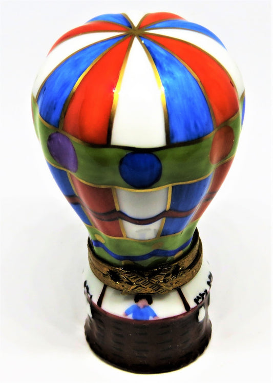 LIMOGES FRANCE BOX- EXIMIOUS - COLORFUL HOT AIR BALLOON - AVIATION - AERONAUTICS