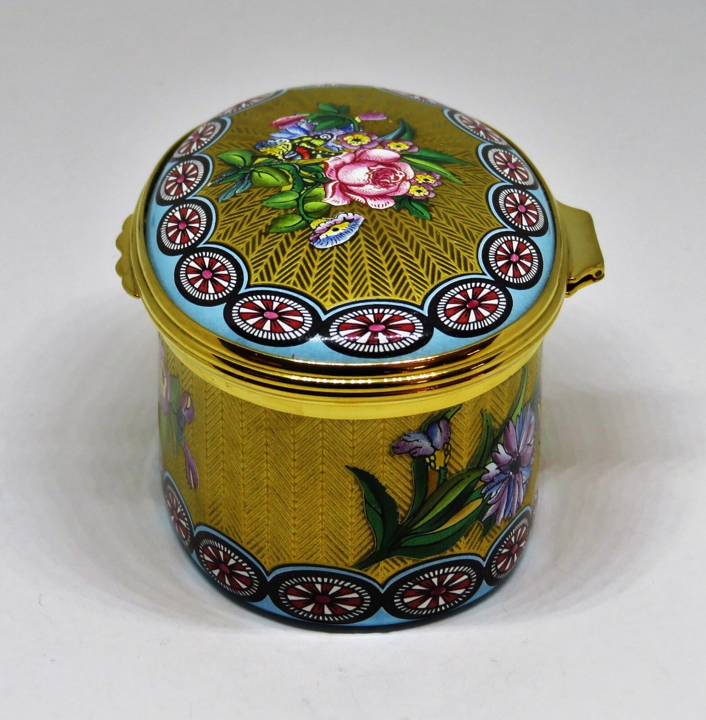 HALCYON DAYS ENGLISH ENAMEL BOX - GOLD PARIS SNUFF BOX - CIRCA 1750 - FLOWERS