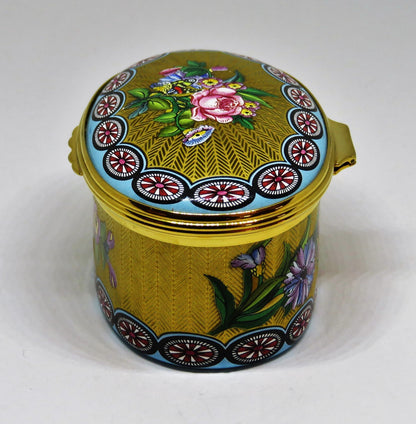 HALCYON DAYS ENGLISH ENAMEL BOX - GOLD PARIS SNUFF BOX - CIRCA 1750 - FLOWERS