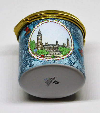 STAFFORDSHIRE ENGLISH ENAMEL BOX - LONDON LANDMARKS - TOWER OF LONDON - BIG BEN