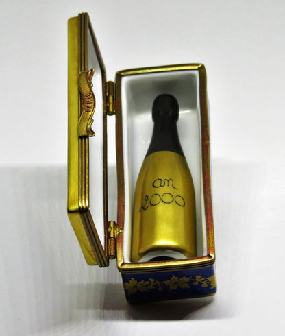 LIMOGES BOX - PV - CHAMPAGNE CASE & BOTTLE -PARIS- EIFFEL TOWER -NEW YEAR'S EVE