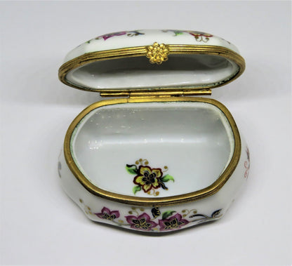 LIMOGES BOX- LE TALLEC -VINTAGE CASKET- BAYEUX - BIRD & FLOWERS & BUTTERFLY 1967