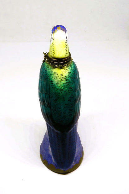 LIMOGES FRANCE BOX ~ LARGE VINTAGE PARROT ON A PERCH ~ PERFUME BOTTLE ~ BIRD