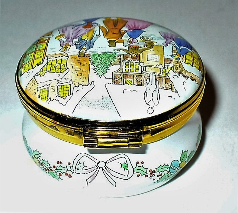 CRUMMLES ENAMEL BOX - HARRODS CHRISTMAS 1988 - VILLAGE TOWN SQUARE - LE