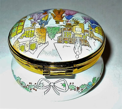 CRUMMLES ENAMEL BOX - HARRODS CHRISTMAS 1988 - VILLAGE TOWN SQUARE - LE