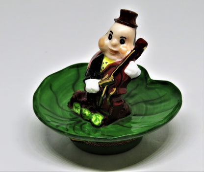 LIMOGES FRANCE BOX - WHIMSICAL LADYBUG PLAYING THE CELLO ON A LEAF - MUSIC