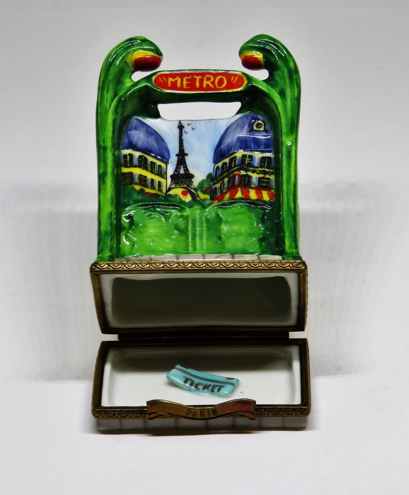LIMOGES BOX -PARRY-VIEILLE- PARIS FRANCE "METRO" STATION & TICKET - EIFFEL TOWER