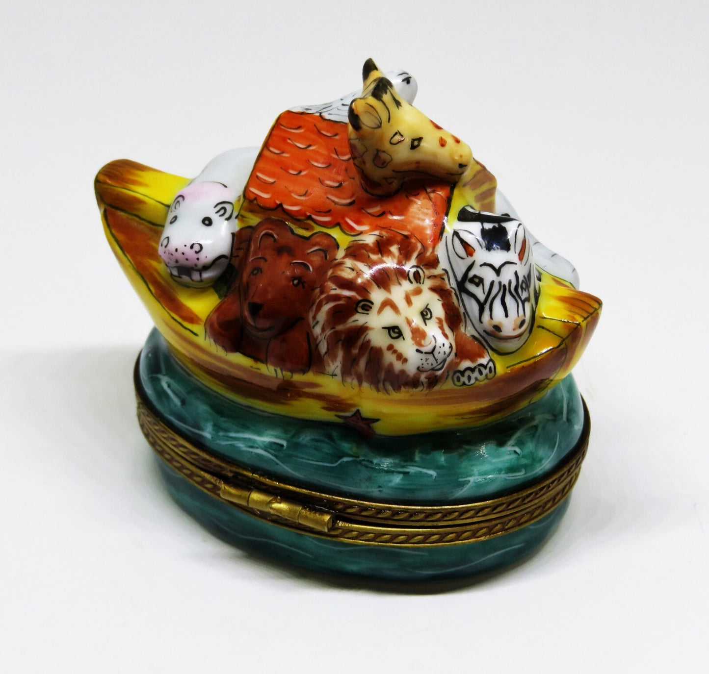 LIMOGES BOX - NOAH'S ARK & ANIMALS - CABIN & DOVE - ELEPHANT -MONKEY- GIRAFFE