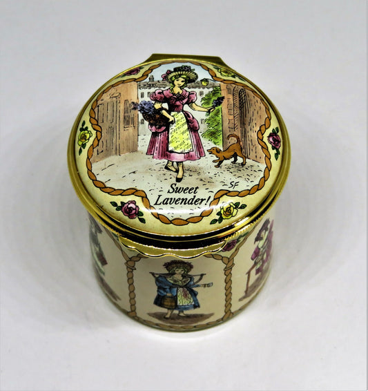 HALCYON DAYS ENAMEL BOX - "CRIES OF LONDON" - 18TH CENTURY STREET VENDORS