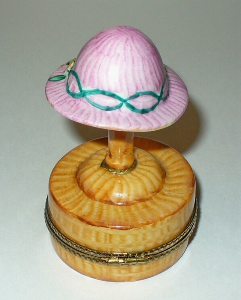 LIMOGES FRANCE BOX ~ ROCHARD ~HAT STAND MANNEQUIN & SUMMER BONNET & FLOWERS~ MIB