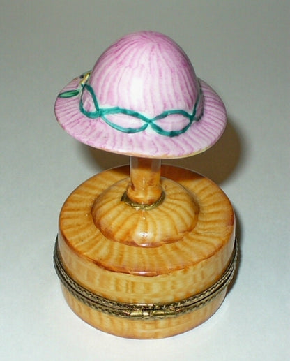 LIMOGES FRANCE BOX ~ ROCHARD ~HAT STAND MANNEQUIN & SUMMER BONNET & FLOWERS~ MIB