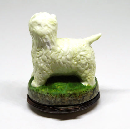 HALCYON DAYS ENGLISH ENAMEL BOX - WEST HIGHLAND TERRIER BONBONNIERE -DOG- PUPPY