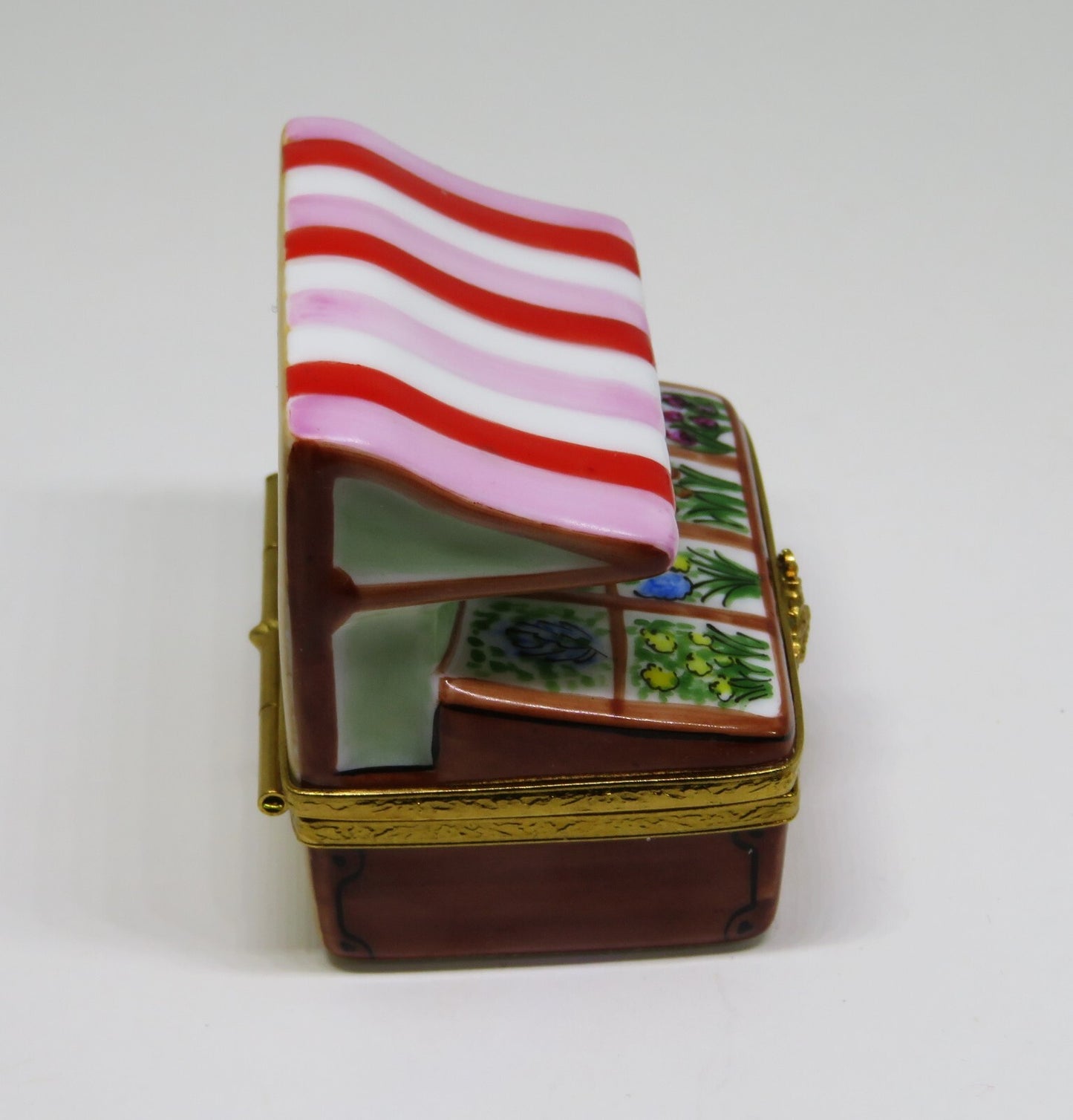 LIMOGES FRANCE BOX- ARTORIA - FLOWER STAND & STRIPED AWNING - ODETTE'S SHOP - LE