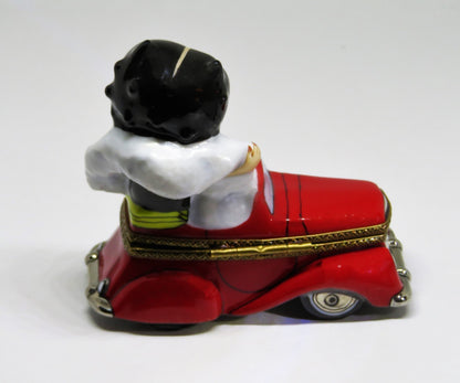 LIMOGES FRANCE BOX - BETTY BOOP - OUT ON THE TOWN - RED CONVERTIBLE CAR - COMICS