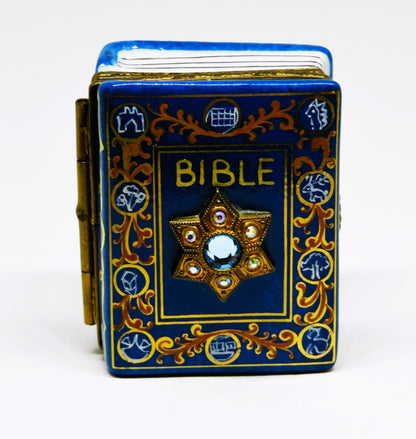 LIMOGES FRANCE BOX - LA VIE EN ROSE - HEBREW BIBLE - HANUKKAH DREIDEL - JUDAICA