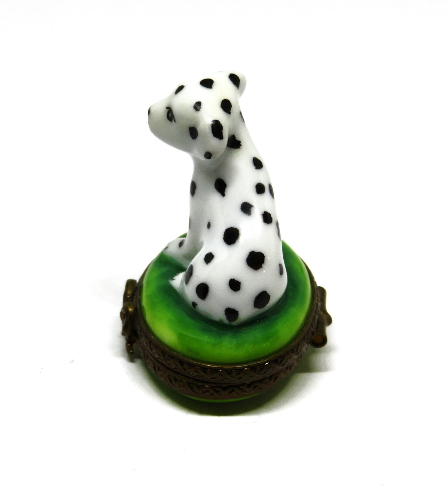 LIMOGES BOX ~ PARRY-VIEILLE ~ TINY DALMATIAN PUPPY ON THE GRASS ~ PEINT MAIN ~PV