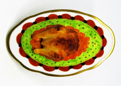 LIMOGES FRANCE BOX - PARRY-VIEILLE - THANKSGIVING - TURKEY ON A PLATTER & KNIFE