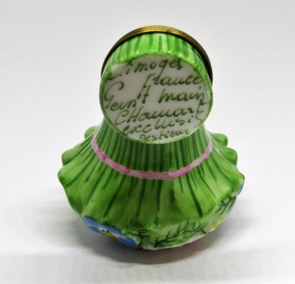 LIMOGES FRANCE BOX~ CHAMART ~ BOUQUET OF FLOWERS ~PINK RIBBON & BOW~ ANNIVERSARY