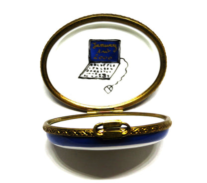 LIMOGES FRANCE BOX - PARRY-VIEILLE - Y2K BUG & COMPUTER CHIP - YEAR 2000 - RARE!