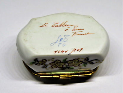 LIMOGES BOX- LE TALLEC -VINTAGE CASKET- BAYEUX - BIRD & FLOWERS & BUTTERFLY 1967