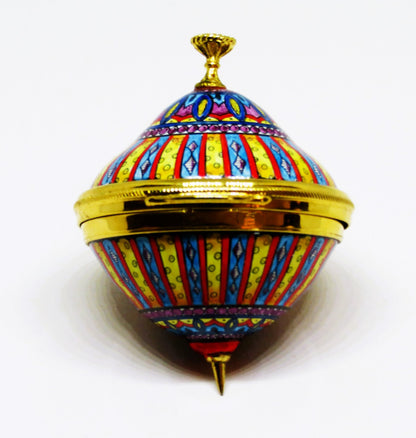 STAFFORDSHIRE ENAMELS BOX - SPINNING TOP -CHILD'S TOY- KALEIDOSCOPE DESIGN - MIB