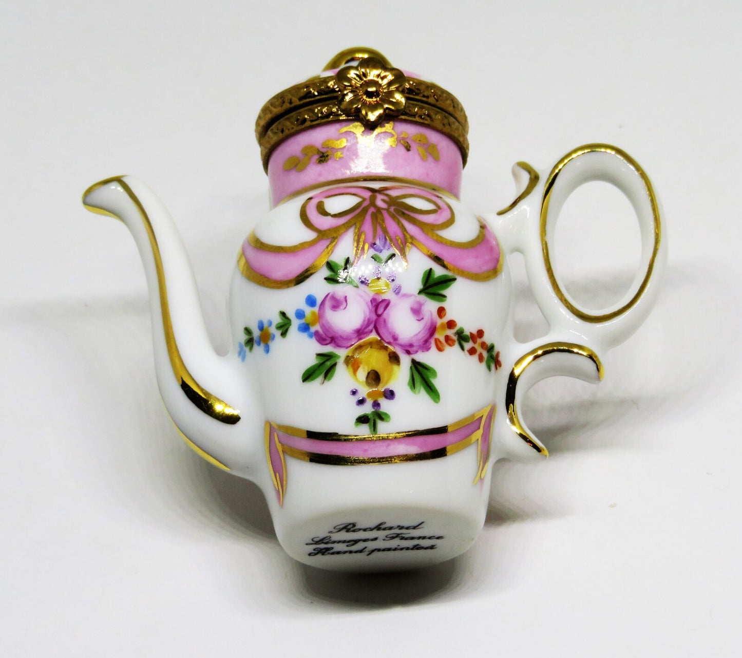 LIMOGES FRANCE BOX ~ ROCHARD ~ FLORAL TEAPOT ~ ROSES ~ TEA POT ~ COFFEE POT