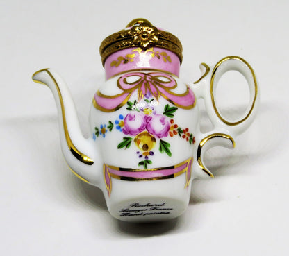 LIMOGES FRANCE BOX ~ ROCHARD ~ FLORAL TEAPOT ~ ROSES ~ TEA POT ~ COFFEE POT