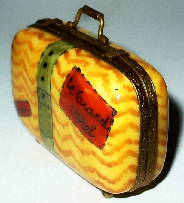 LIMOGES FRANCE BOX - "LE GRAND HOTEL" SUITCASE & TRAVEL STICKERS - PARIS - LE
