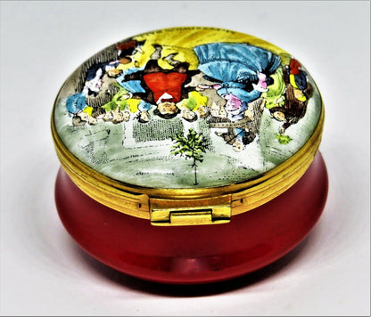 CRUMMLES ENAMEL BOX- HARRODS CHRISTMAS 1980 - "A CHRISTMAS CAROL" - DICKENS - LE