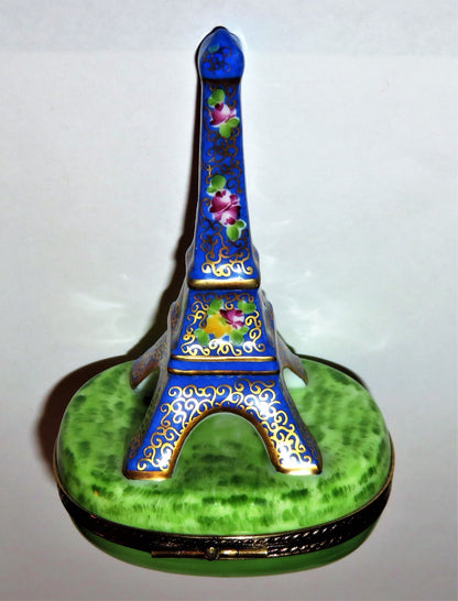 LIMOGES FRANCE BOX - FLORAL EIFFEL TOWER - ROSES - MAP OF FRANCE & WINE & GRAPES