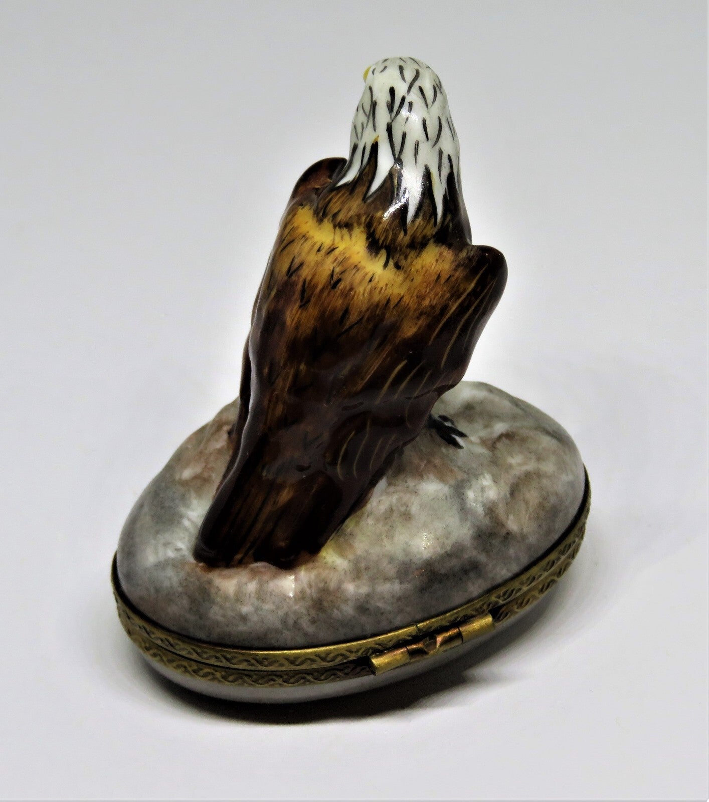 LIMOGES FRANCE BOX - PARRY-VIEILLE - AMERICAN BALD EAGLE - BIRDS - NEST INSIDE