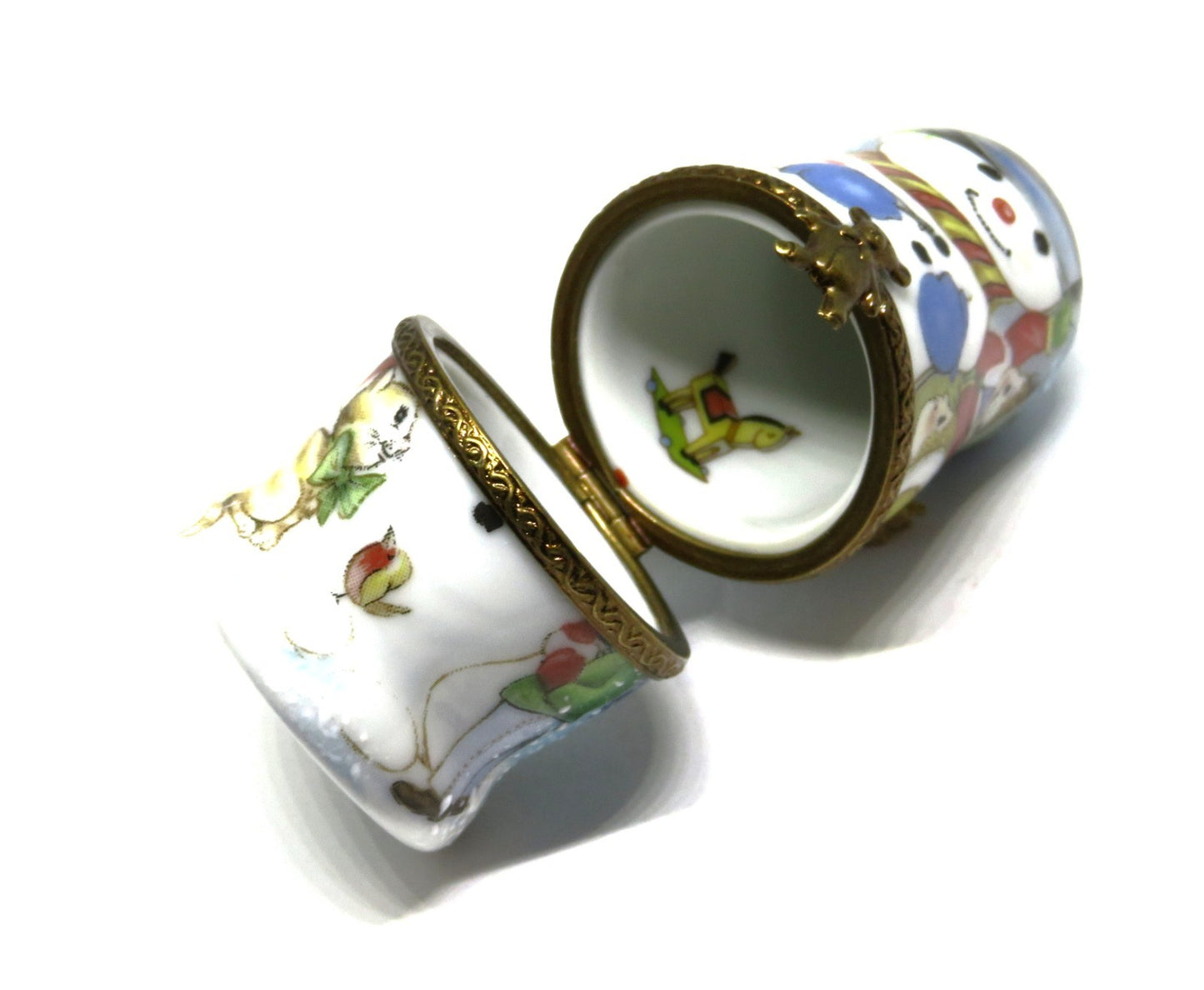 LIMOGES BOX - PARRY-VIEILLE - CHRISTMAS - NESTING SNOWMAN & LADY SET - 2 PIECES