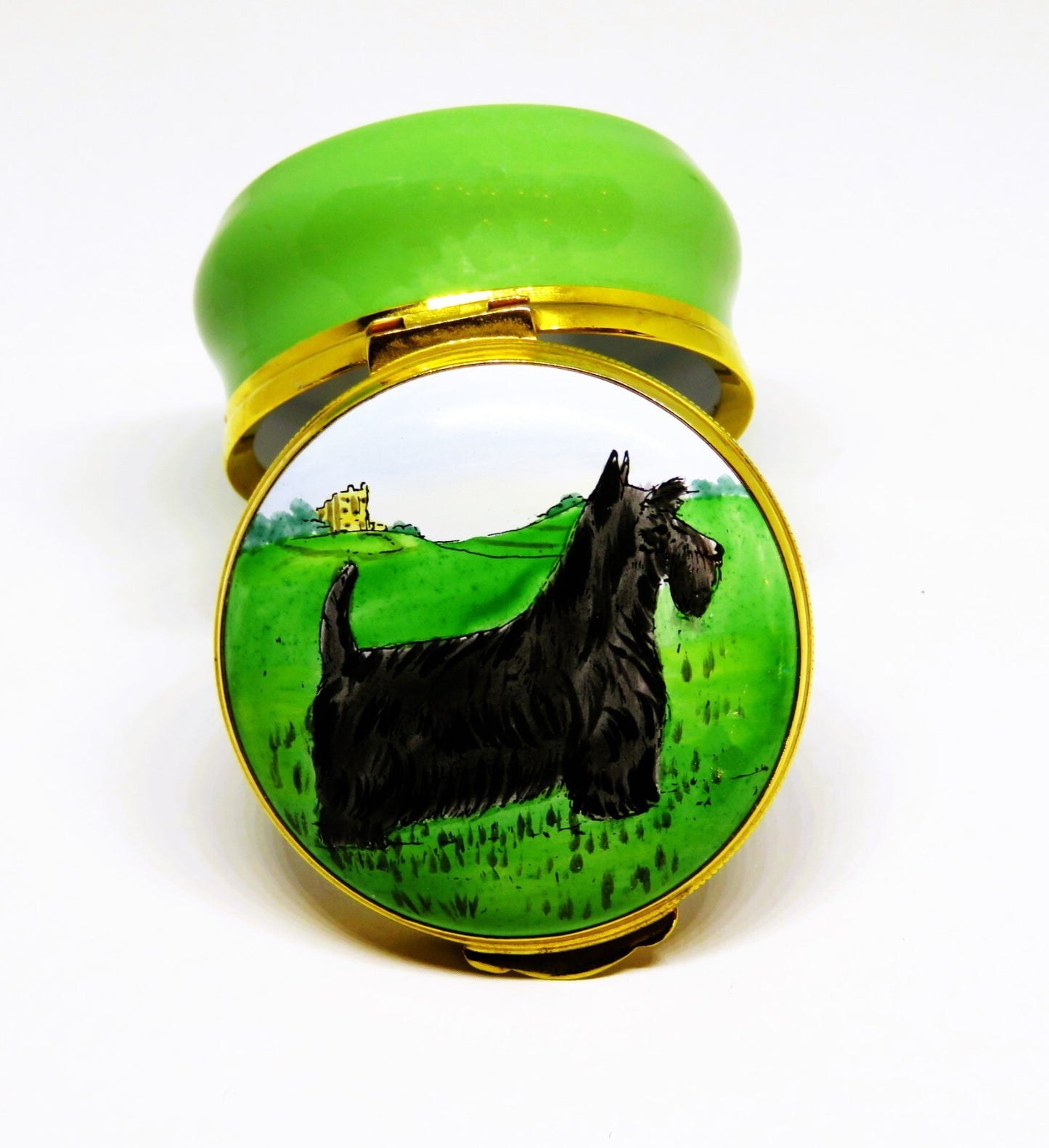 CRUMMLES ENGLISH ENAMEL BOX - SCOTTISH TERRIER PUPPY - DOG - SCOTTY - SCOTTIE