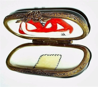 LIMOGES FRANCE BOX~ CACHÉ EYEGLASS CASE & LADY'S SUNGLASSES & CLOTH ~PEINT MAIN