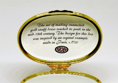 HALCYON DAYS ENGLISH ENAMEL BOX - GOLD PARIS SNUFF BOX - CIRCA 1750 - FLOWERS
